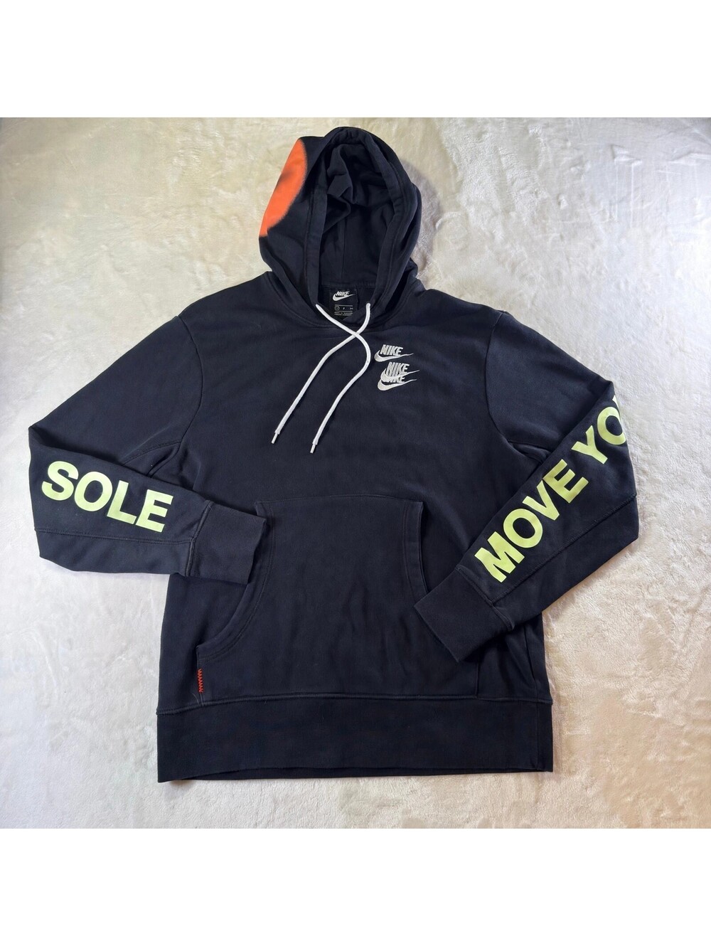 Nike Mens S Black World Tour Pullover Hoodie Move Your Sole Graphic Hooded Sweat